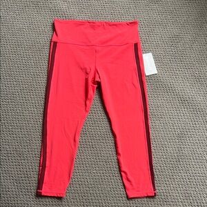 Athleta Women's Red Leggings, 7/8 length, punch color with garnet stripe